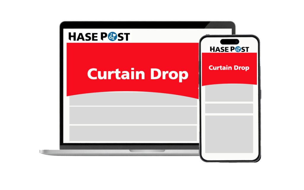 Curtain Drop auf HASEPOST für Desktop und Smartphone